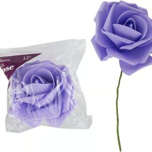 Mega Crafts 12 Inch Lavender Color Rose Soft Touch Artificial Foam Flower Crafts